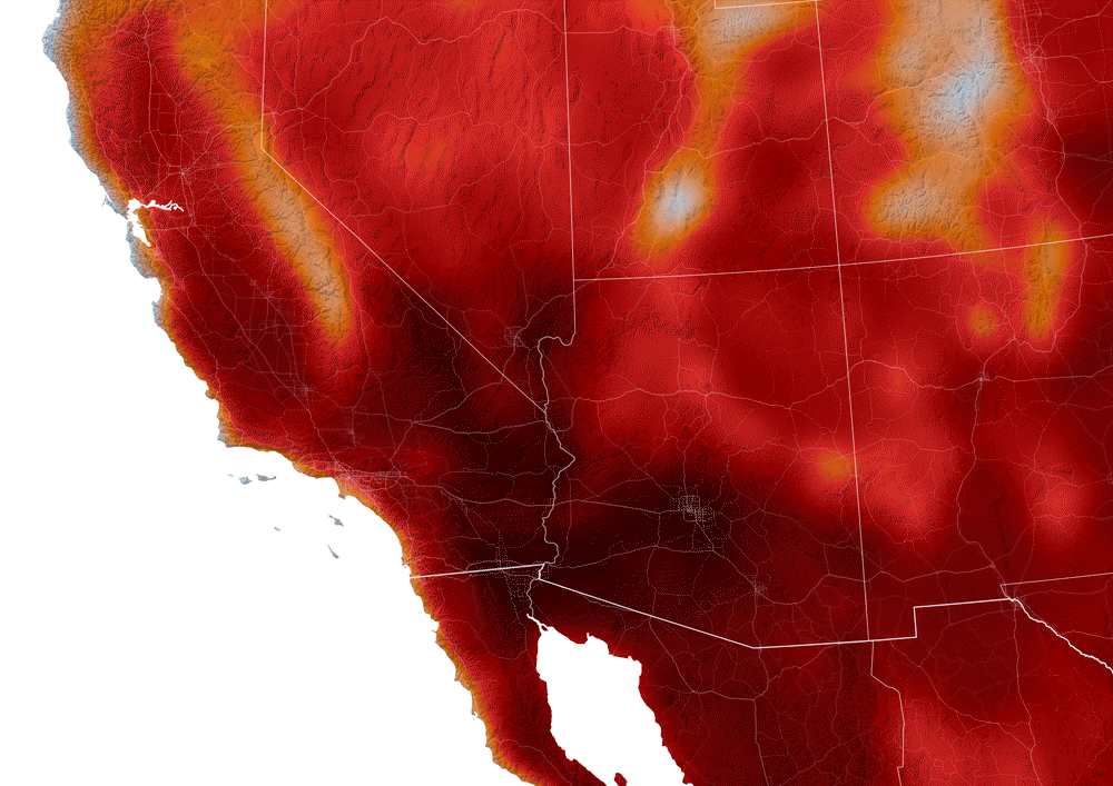 Map of the Extreme Temperatures on the Pacific Coast